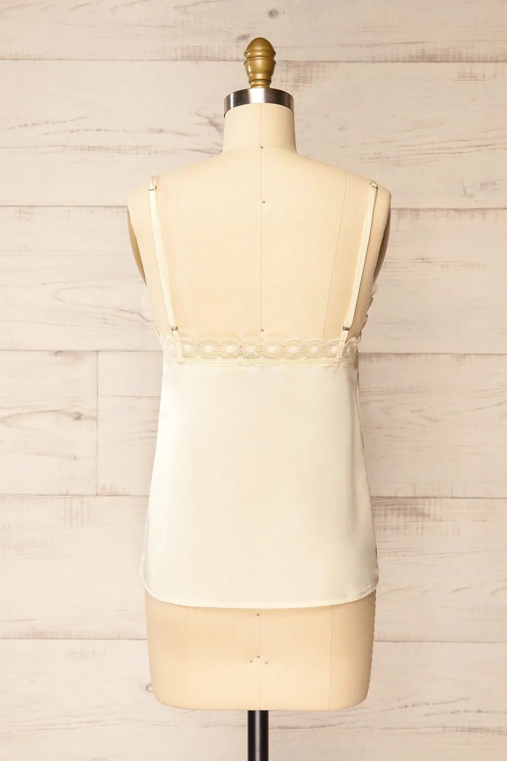 Hwasa Ivory | Satin Cami w/ Lace Trim