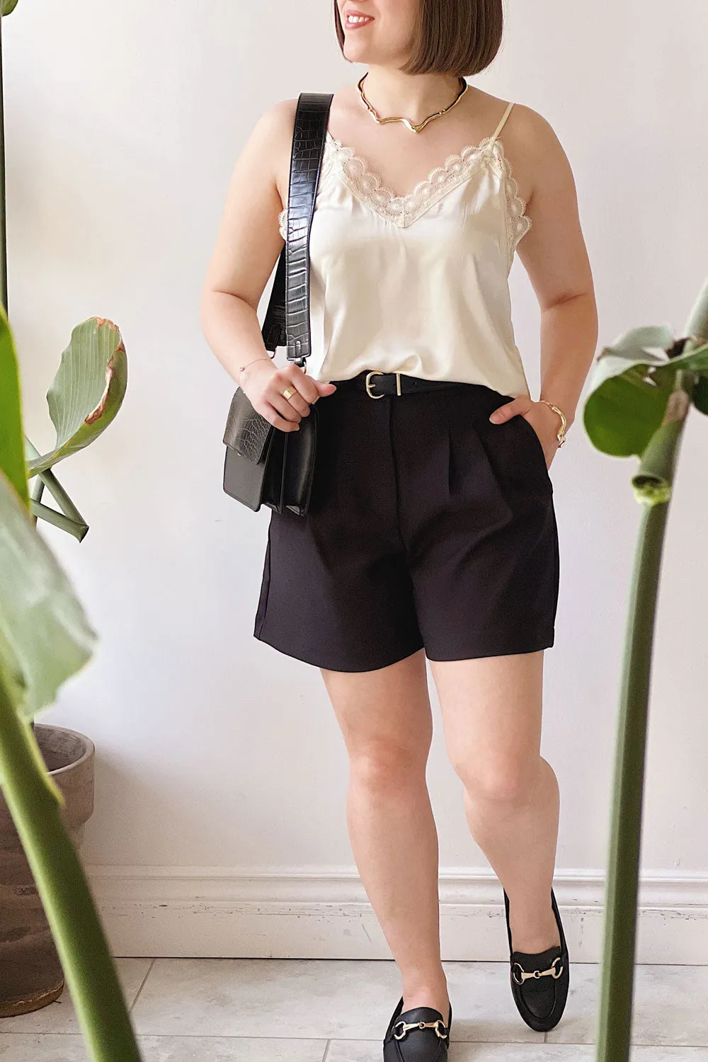 Hwasa Ivory | Satin Cami w/ Lace Trim