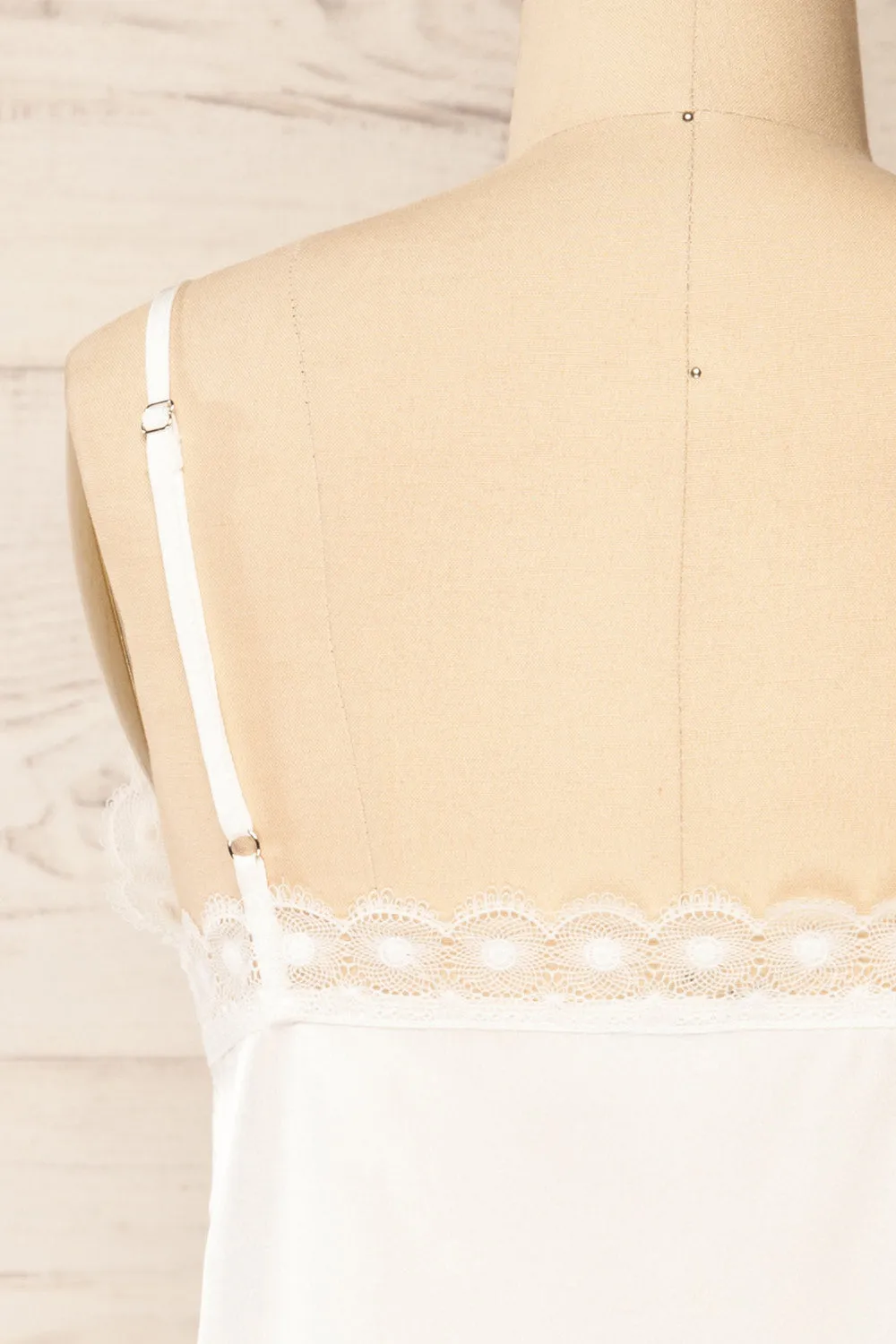 Hwasa White | Satin Cami w/ Lace Trim