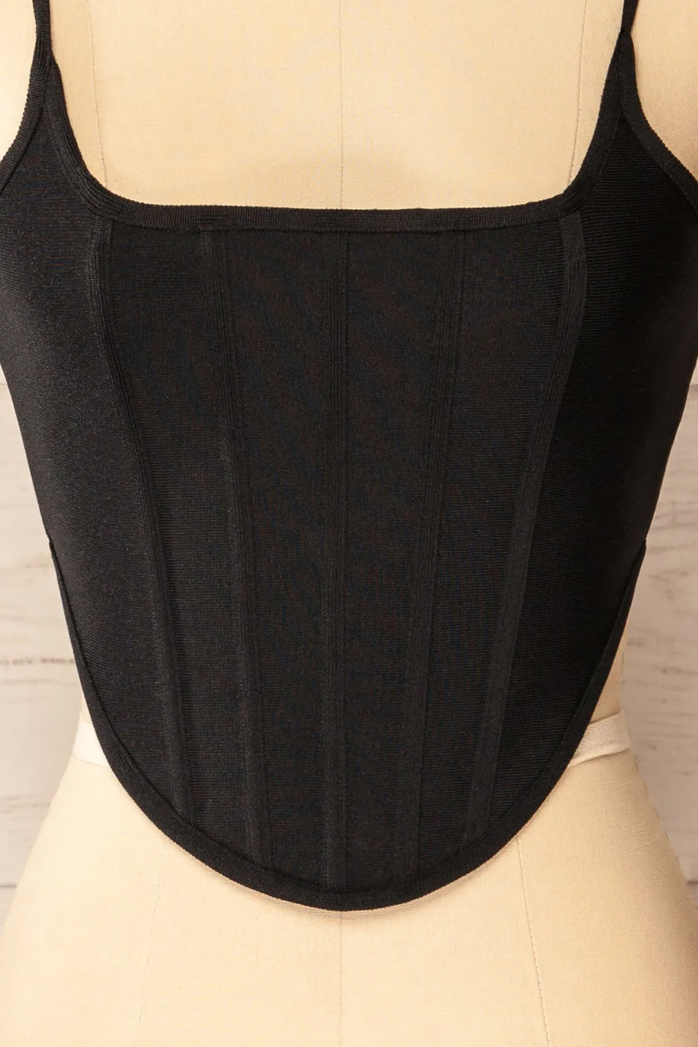Hyeres Black | Cropped Corset Top w/ Back Zipper