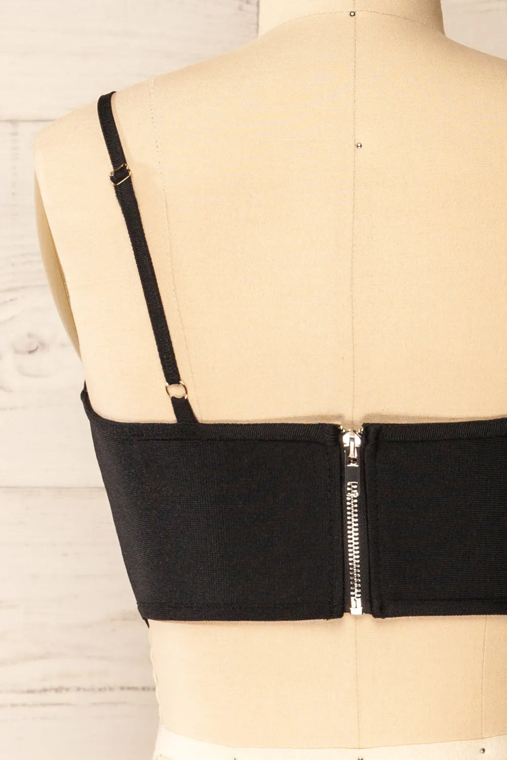 Hyeres Black | Cropped Corset Top w/ Back Zipper