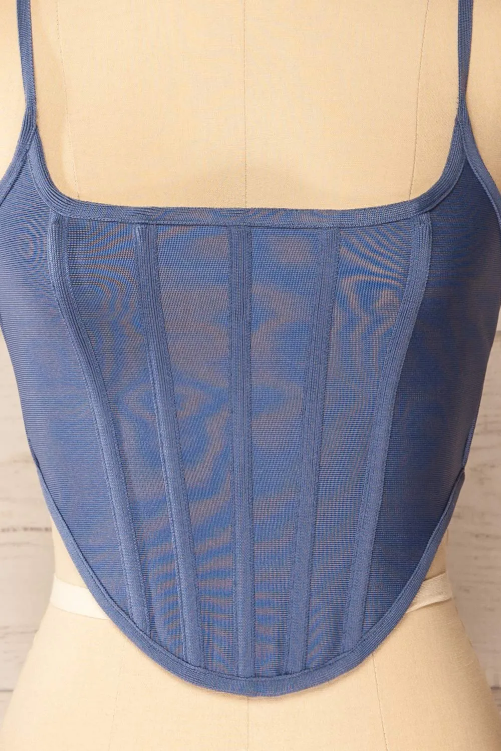 Hyeres Blue | Cropped Corset Top w/ Back Zipper