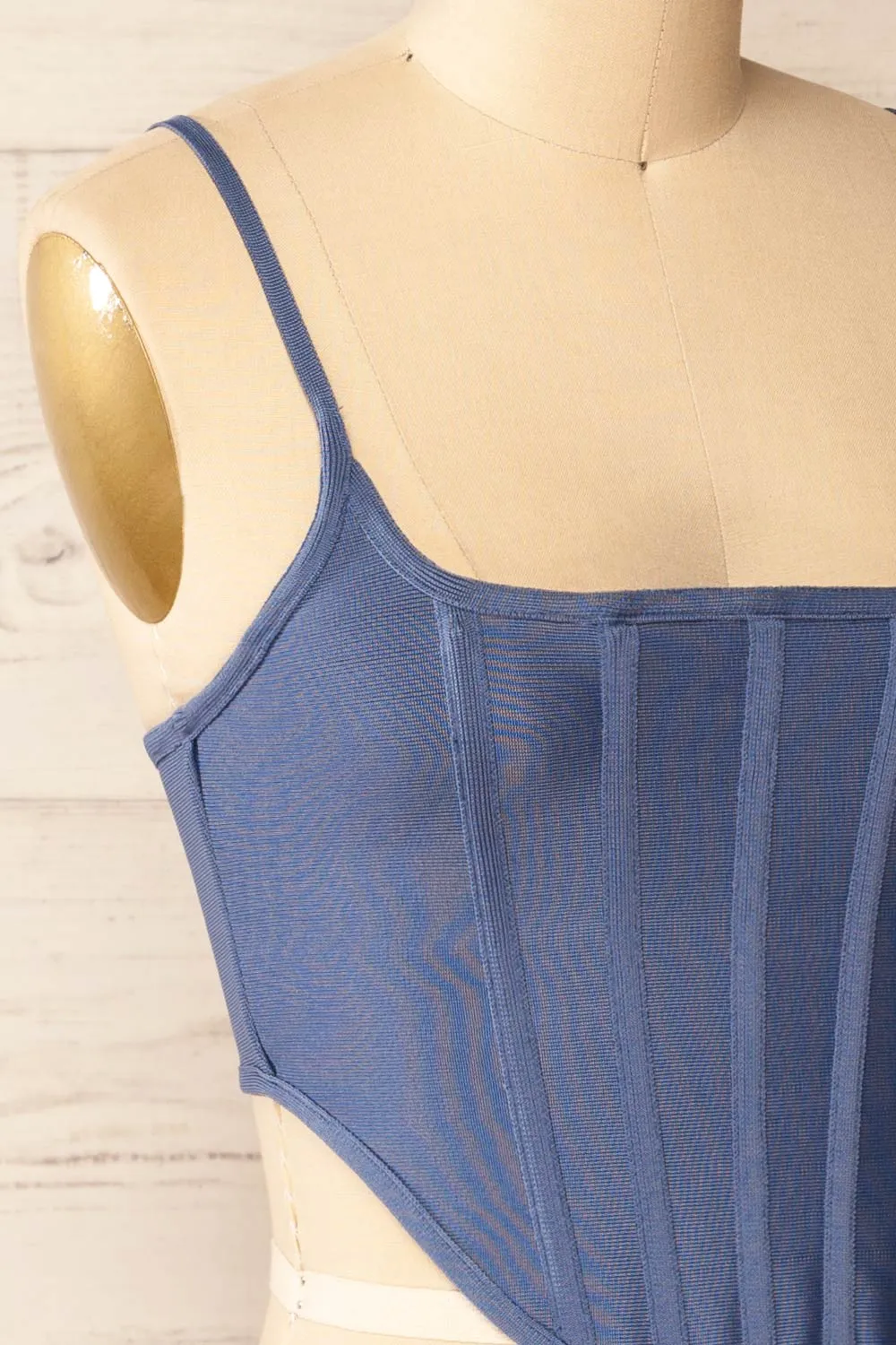Hyeres Blue | Cropped Corset Top w/ Back Zipper
