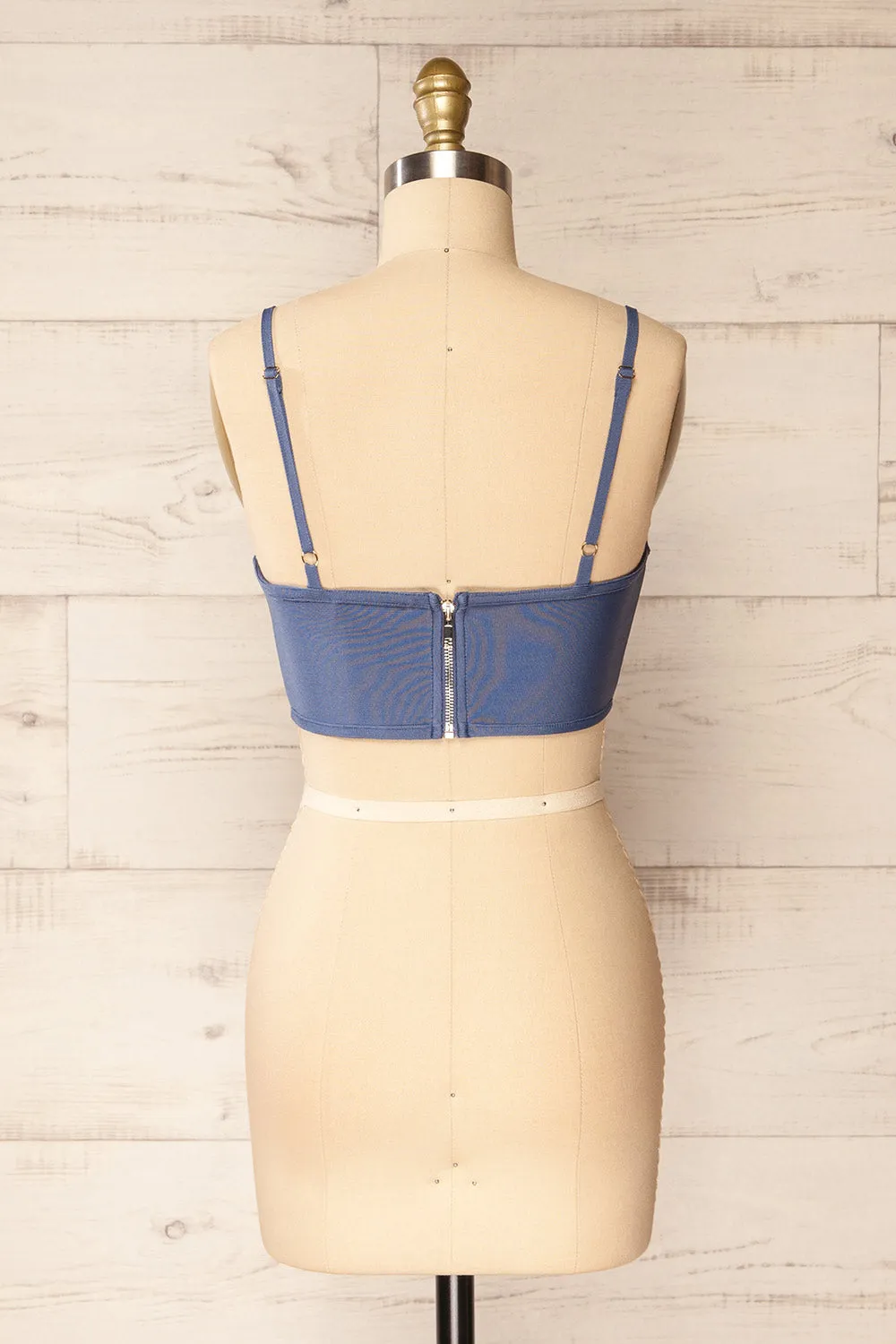 Hyeres Blue | Cropped Corset Top w/ Back Zipper