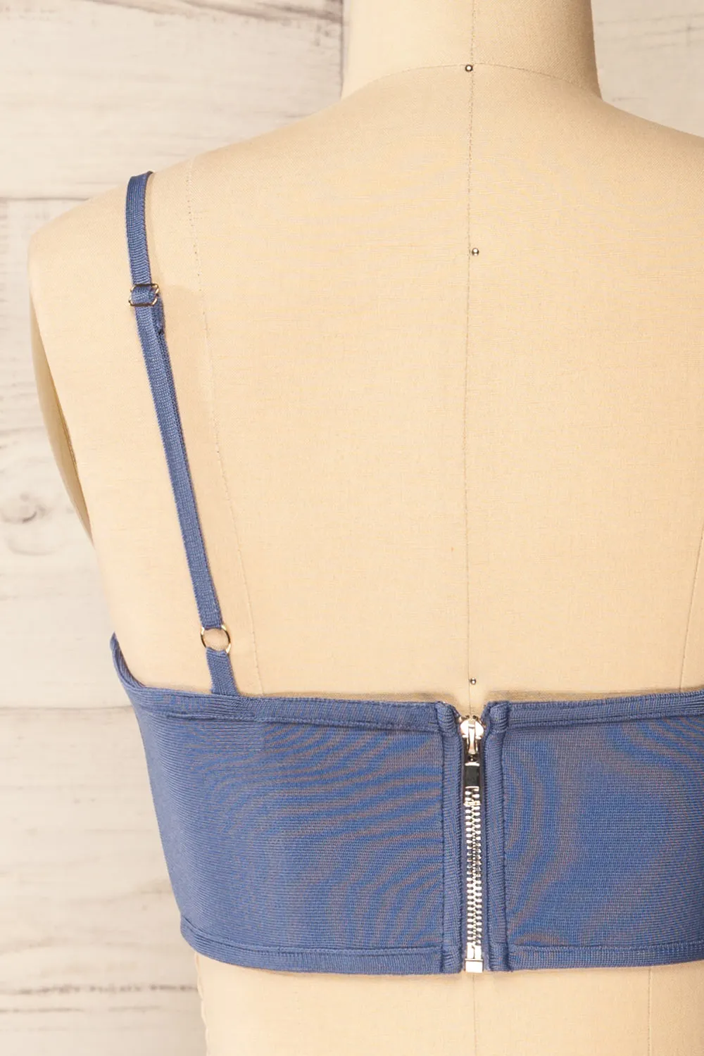 Hyeres Blue | Cropped Corset Top w/ Back Zipper