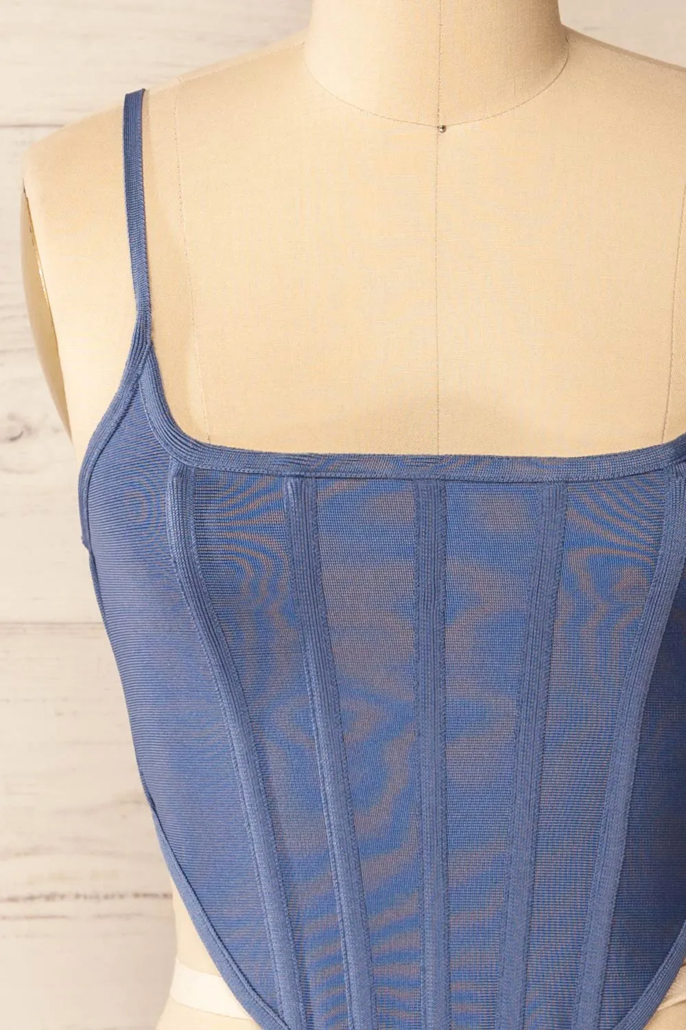 Hyeres Blue | Cropped Corset Top w/ Back Zipper
