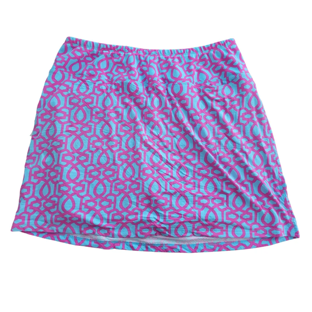 Ibkul Pink and Blue Patterned Skort Size L