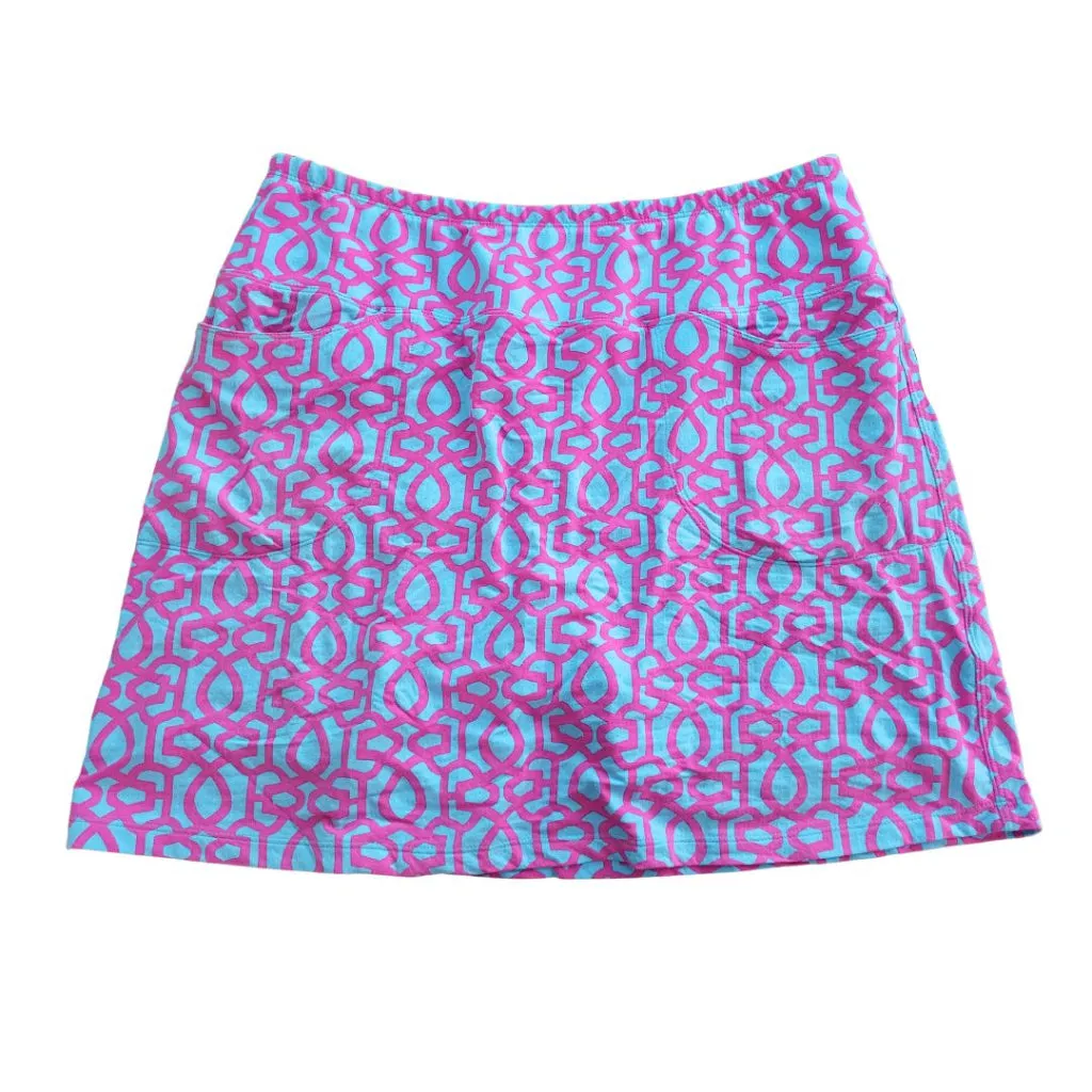 Ibkul Pink and Blue Patterned Skort Size L