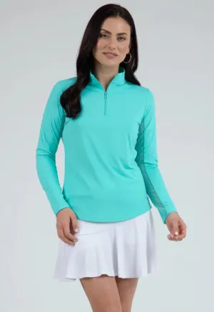 Ibkul Women's Solid Long Sleeve Zip Mock Golf Sun Shirt Size XXL
