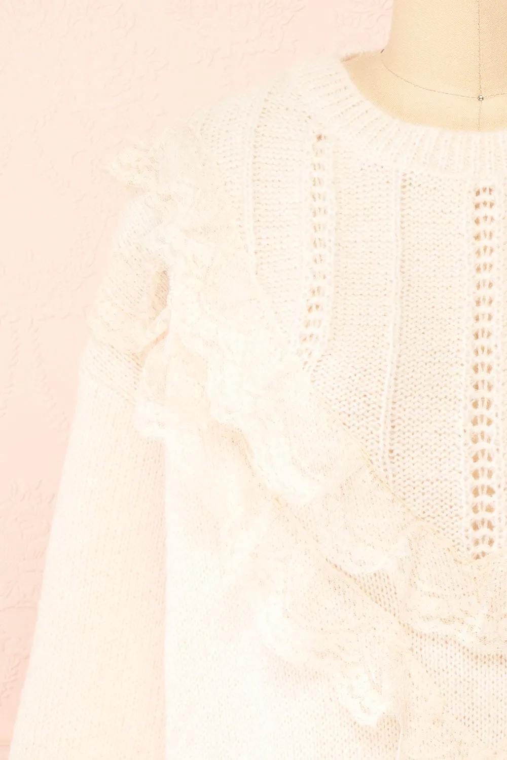 Ingrid | Knit Sweater w/ Ruffled Lace