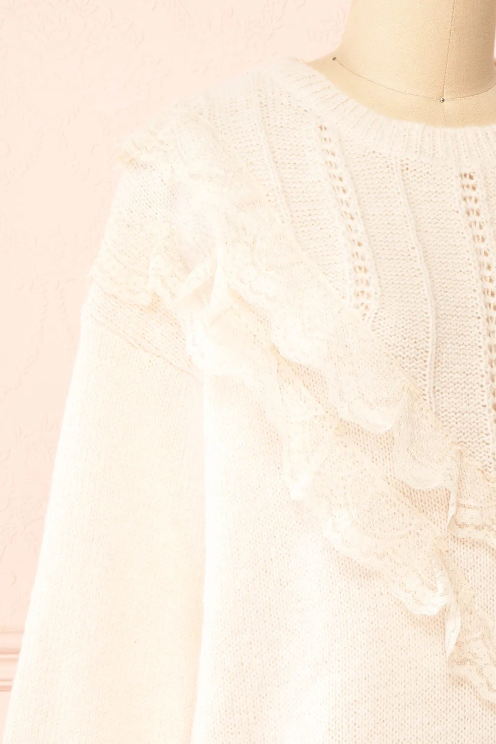 Ingrid | Knit Sweater w/ Ruffled Lace