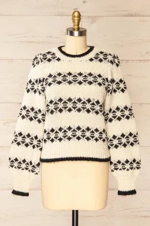 Ionian | Ivory Knit Striped Sweater