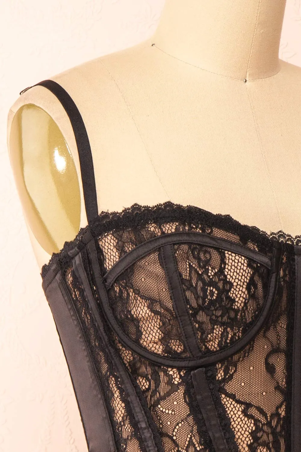 Isidore | Black Lace Bustier Crop Top