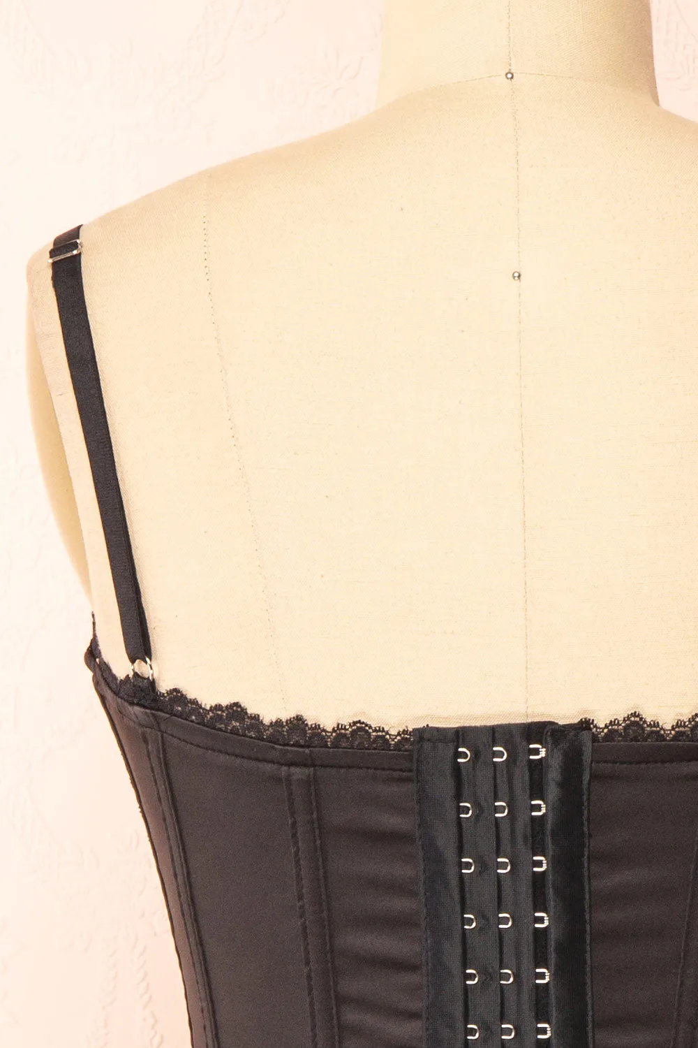 Isidore | Black Lace Bustier Crop Top