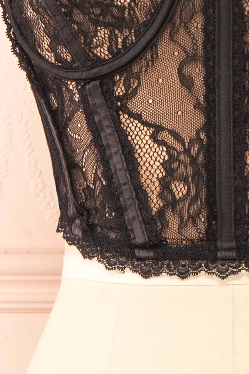 Isidore | Black Lace Bustier Crop Top