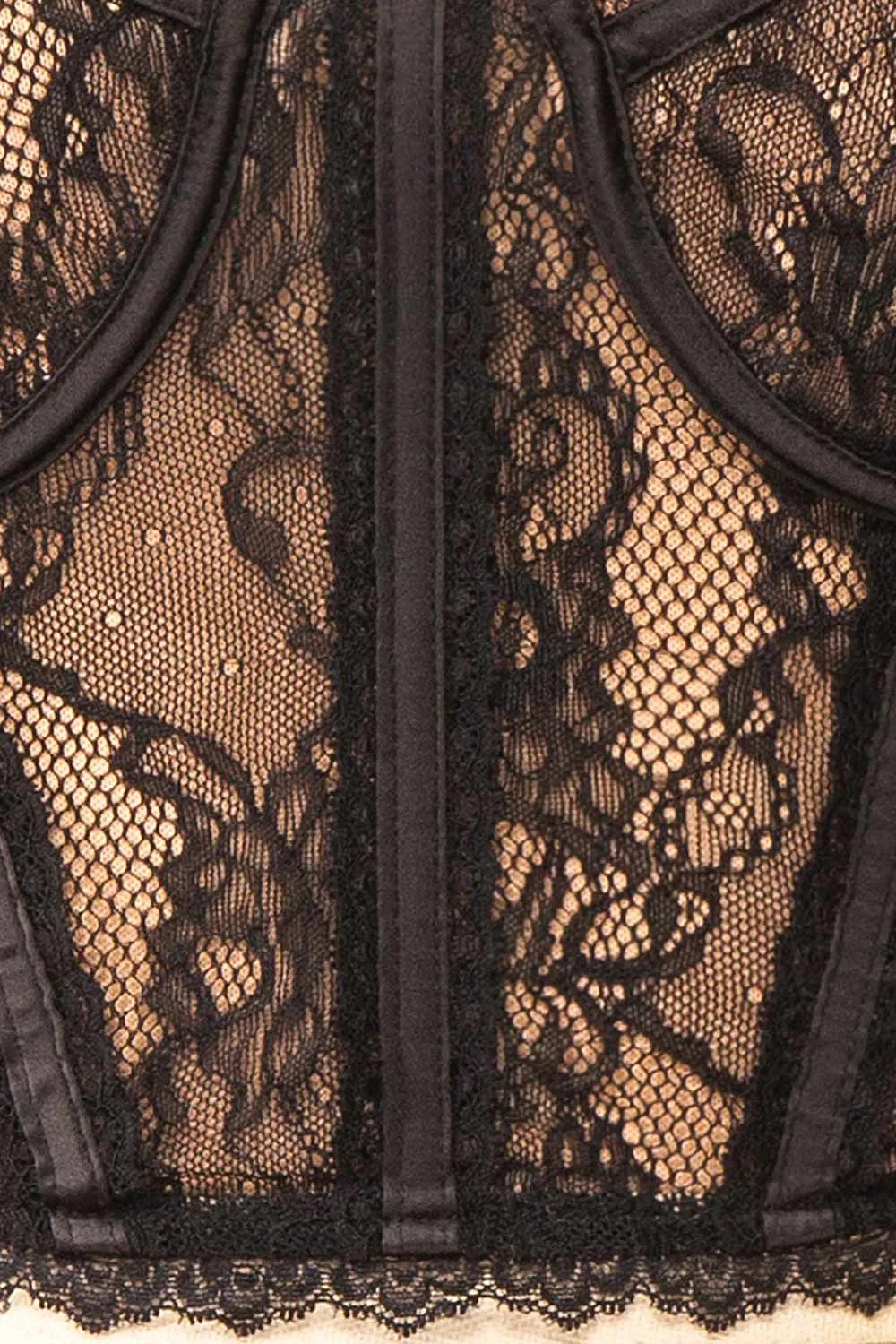 Isidore | Black Lace Bustier Crop Top