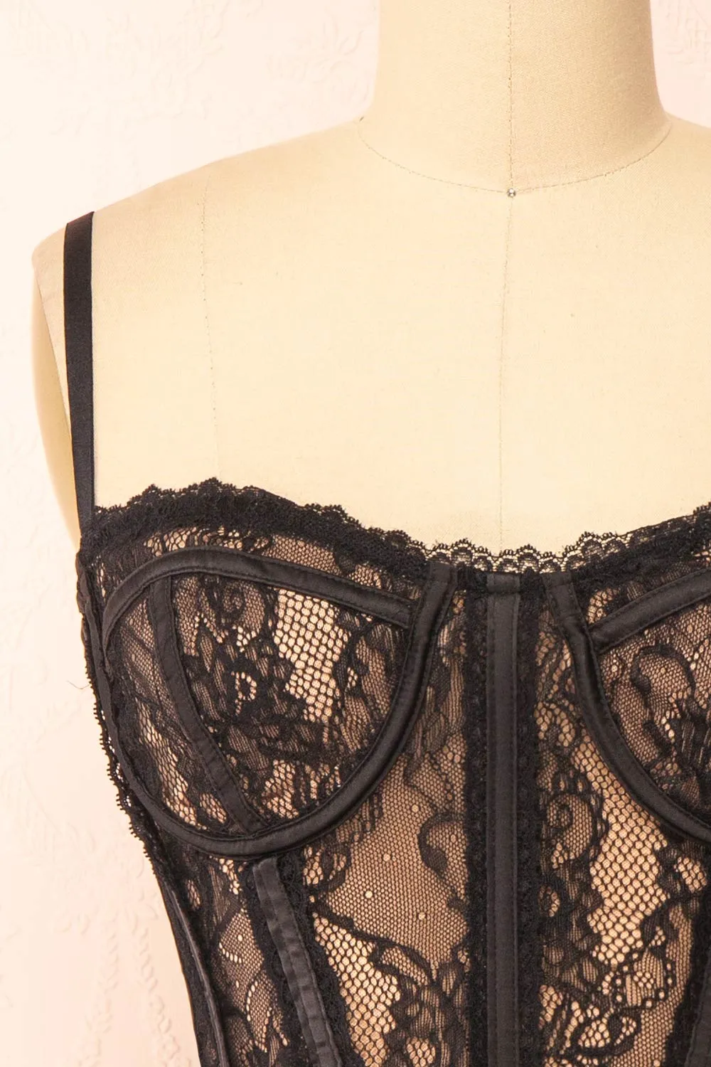 Isidore | Black Lace Bustier Crop Top