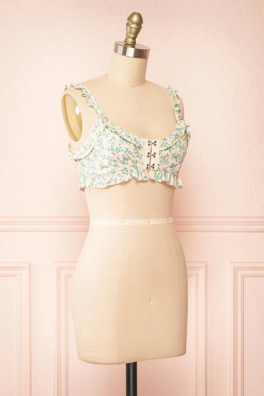 Isolde | Floral Crop Top w/ Front Hooks