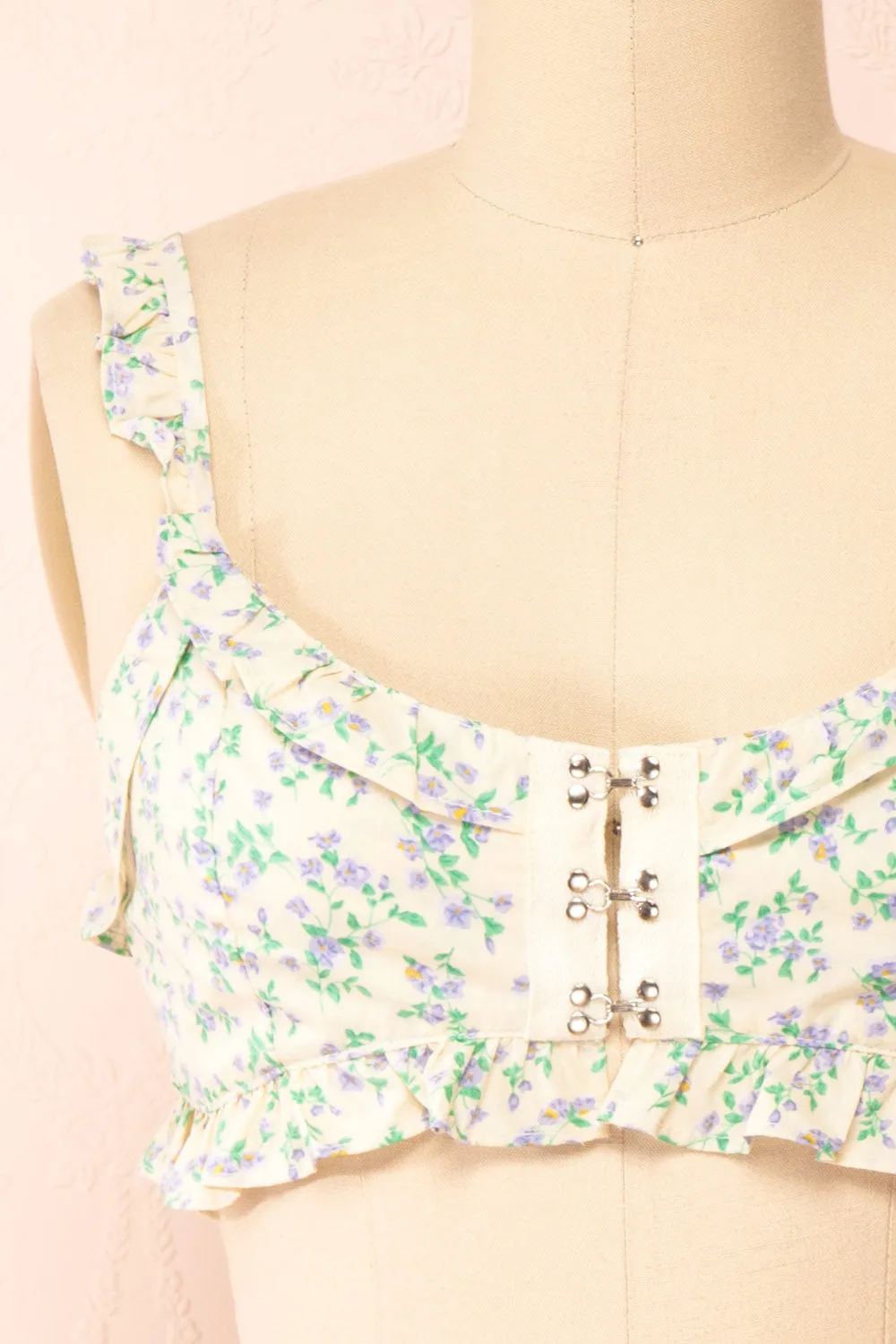 Isolde | Floral Crop Top w/ Front Hooks