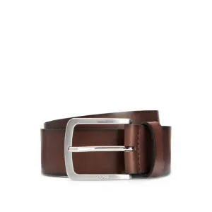 Italian-leather belt with logo-engraved buckle