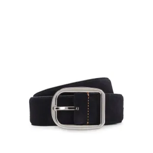 Italian-made suede belt with frame buckle