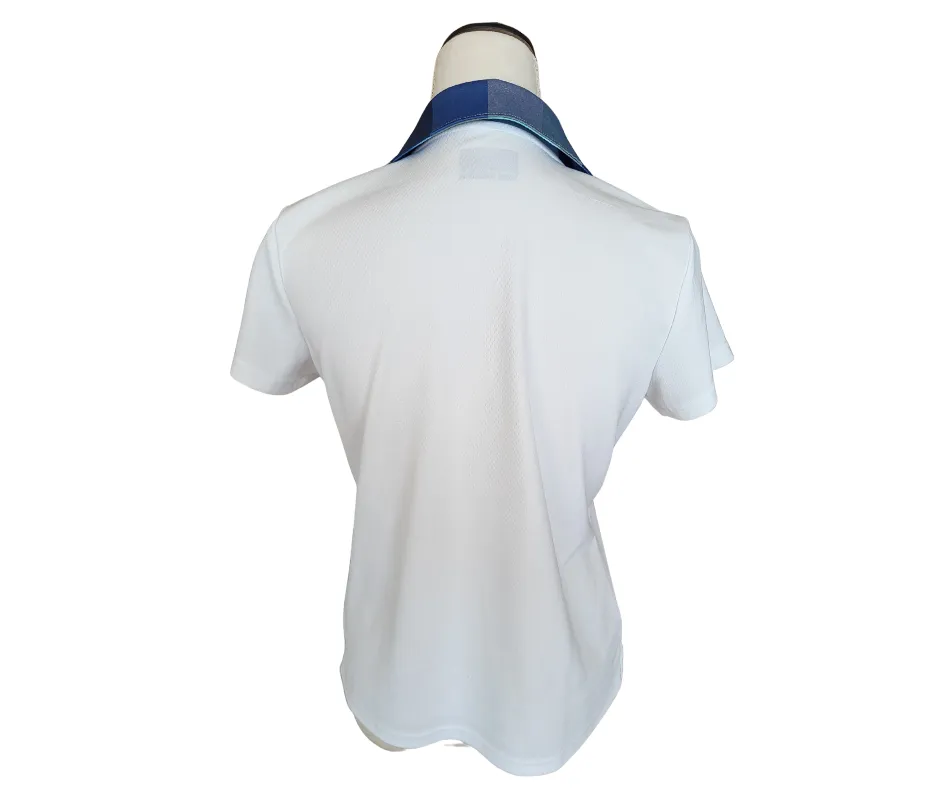 Izod White Polo with Blue and Green Plaid Accent Size M