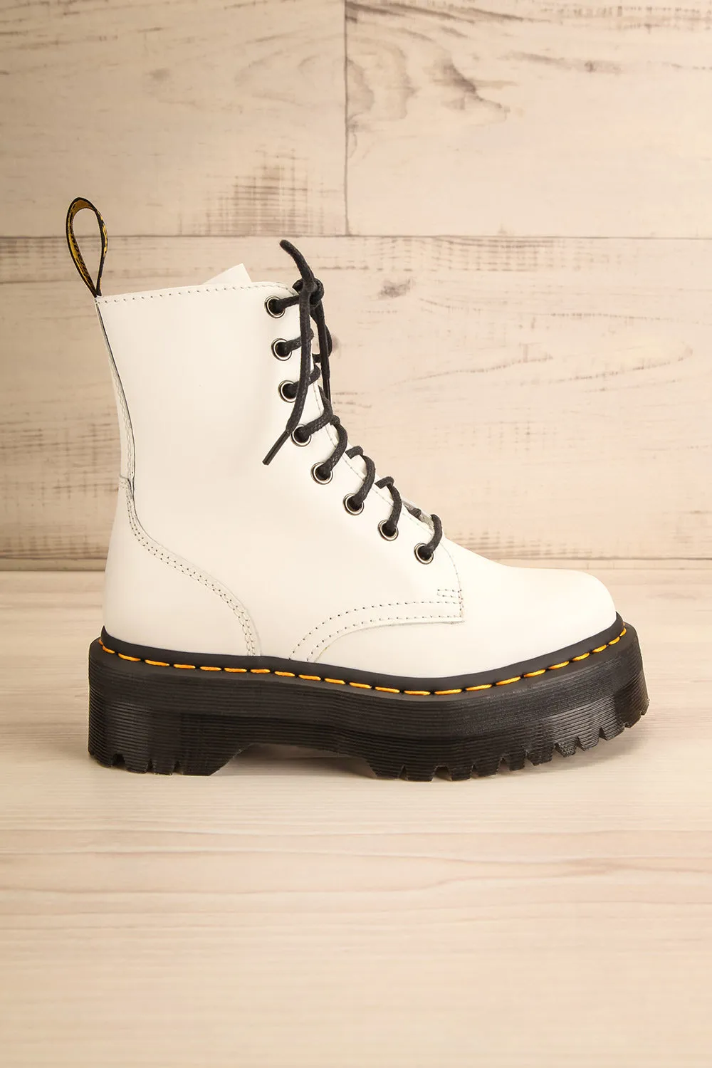 Jadon White Polished | Platform Boots