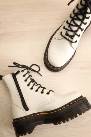 Jadon White Polished | Platform Boots