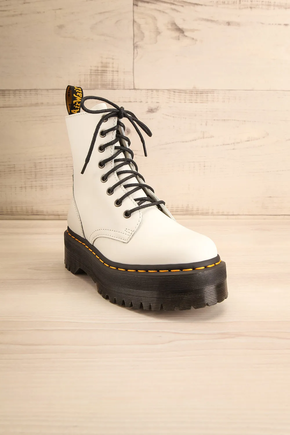 Jadon White Polished | Platform Boots