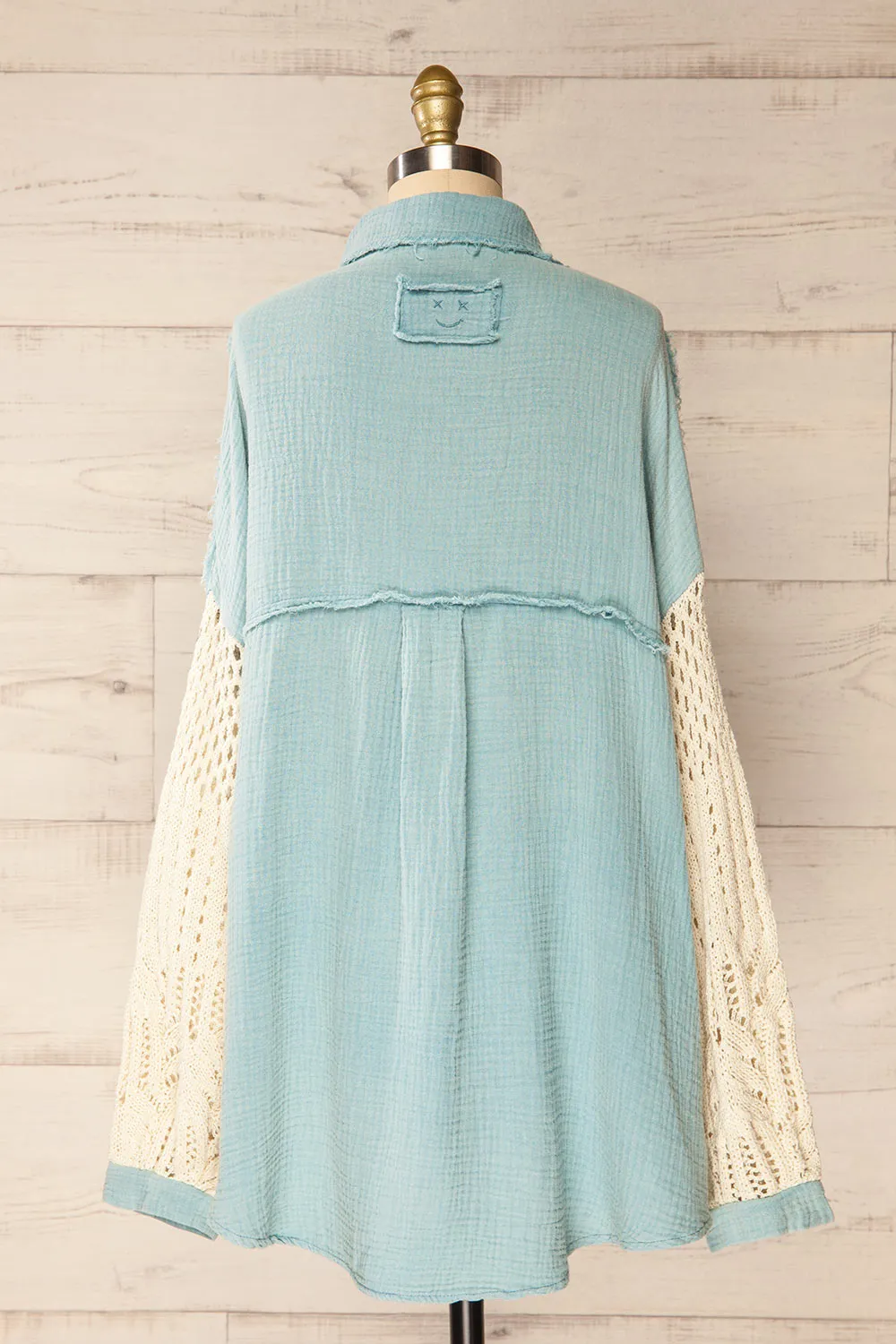 Jaipur Blue | Oversized Shirt w/ Knit Sleeves