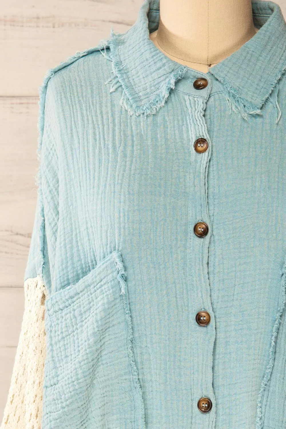 Jaipur Blue | Oversized Shirt w/ Knit Sleeves