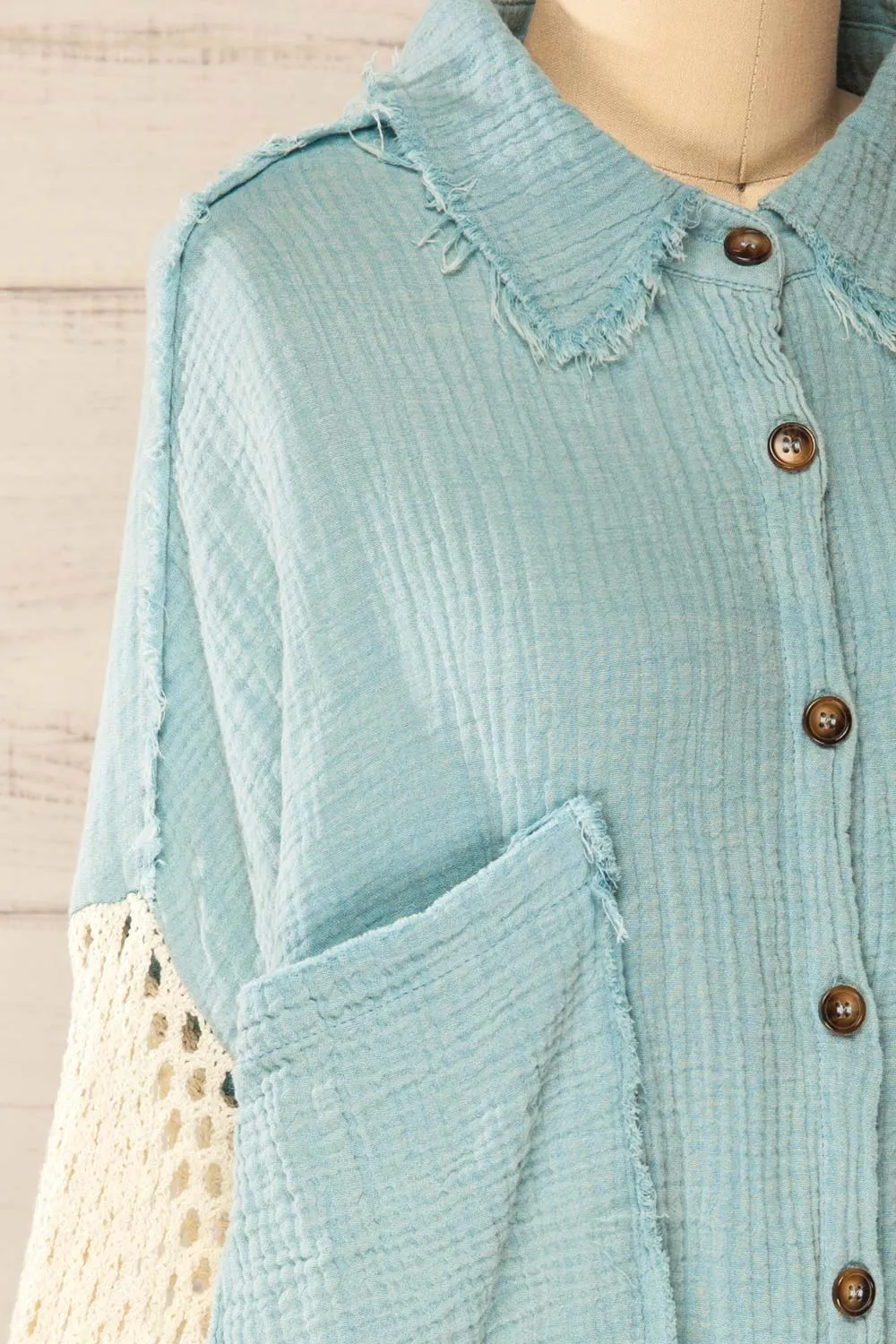 Jaipur Blue | Oversized Shirt w/ Knit Sleeves