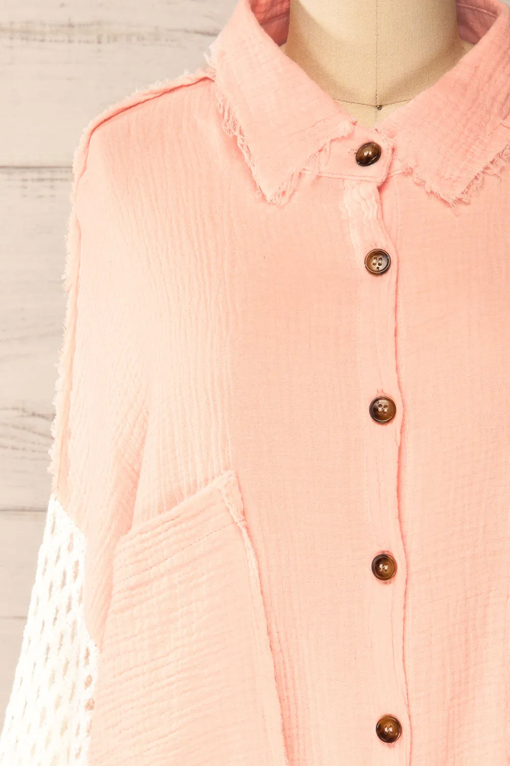 Jaipur Pink | Oversized Shirt w/ Knit Sleeves