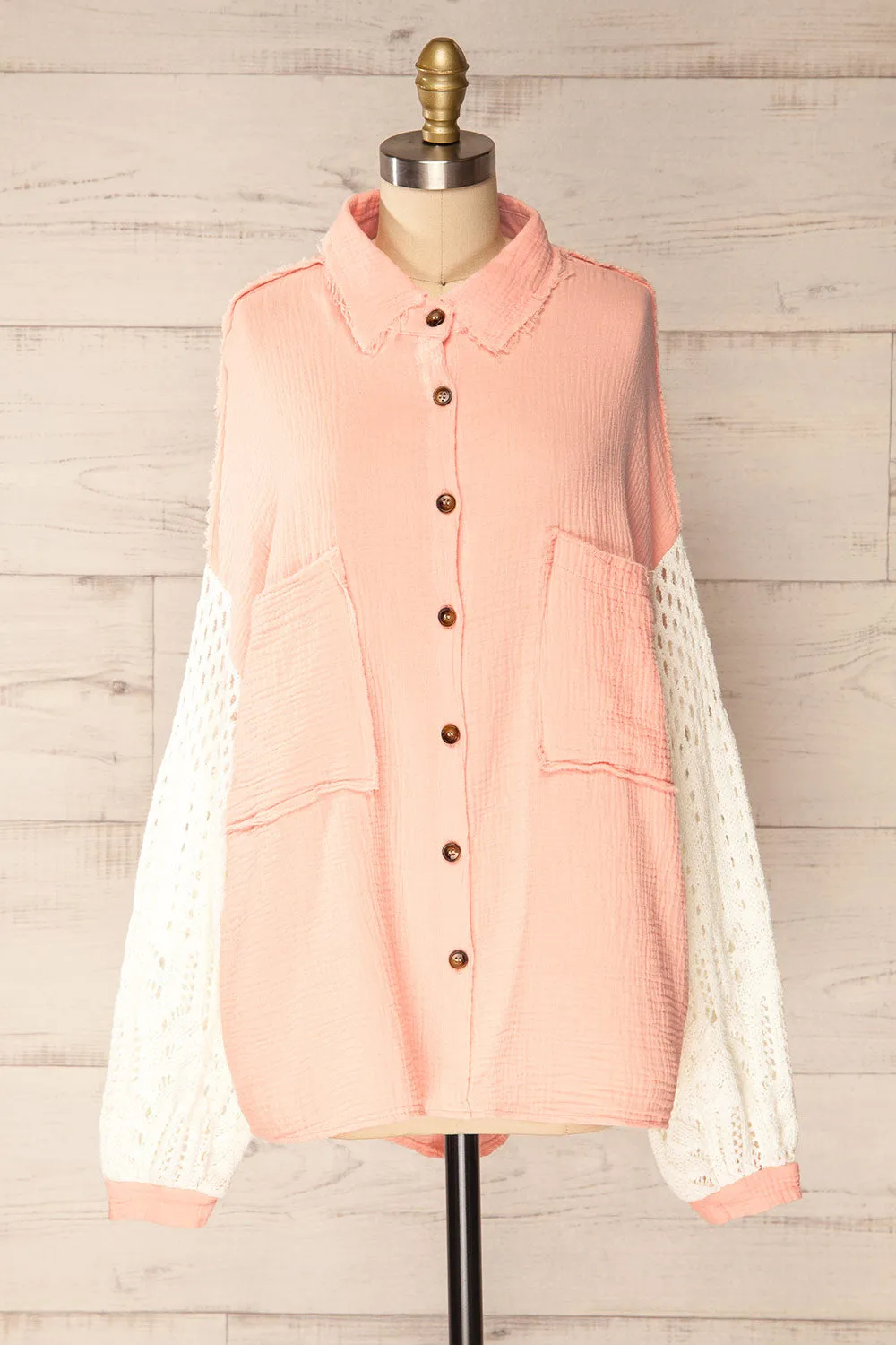 Jaipur Pink | Oversized Shirt w/ Knit Sleeves