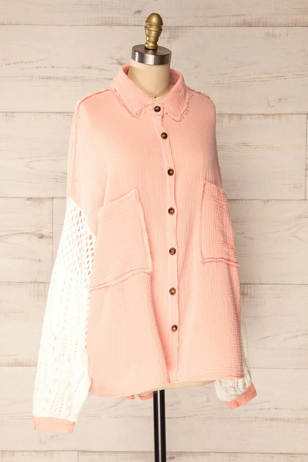 Jaipur Pink | Oversized Shirt w/ Knit Sleeves