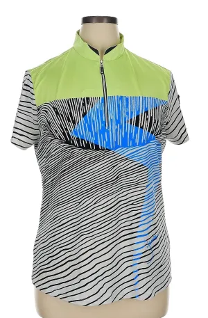 Jamie Sadock Black, White & Lime Short Sleeve Golf Top Size XL MSP$90