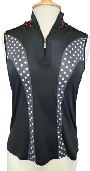 Jamie Sadock Dotted 1/4 Zip Sleeveless Golf Polo SIze S