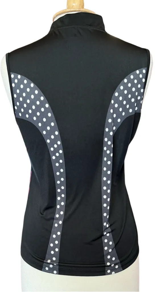 Jamie Sadock Dotted 1/4 Zip Sleeveless Golf Polo SIze S