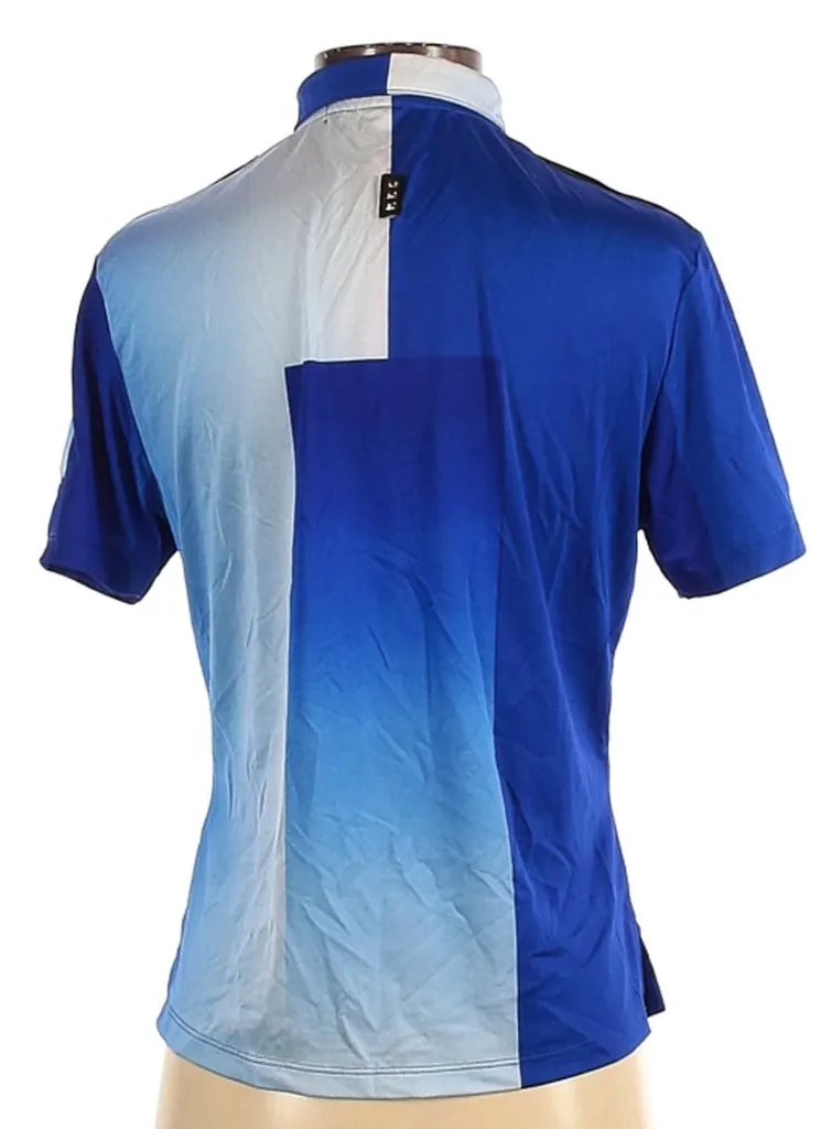 Jamie Sadock Multiple Blues Short Sleeve Zip Polo Size XS  MSP$89.50