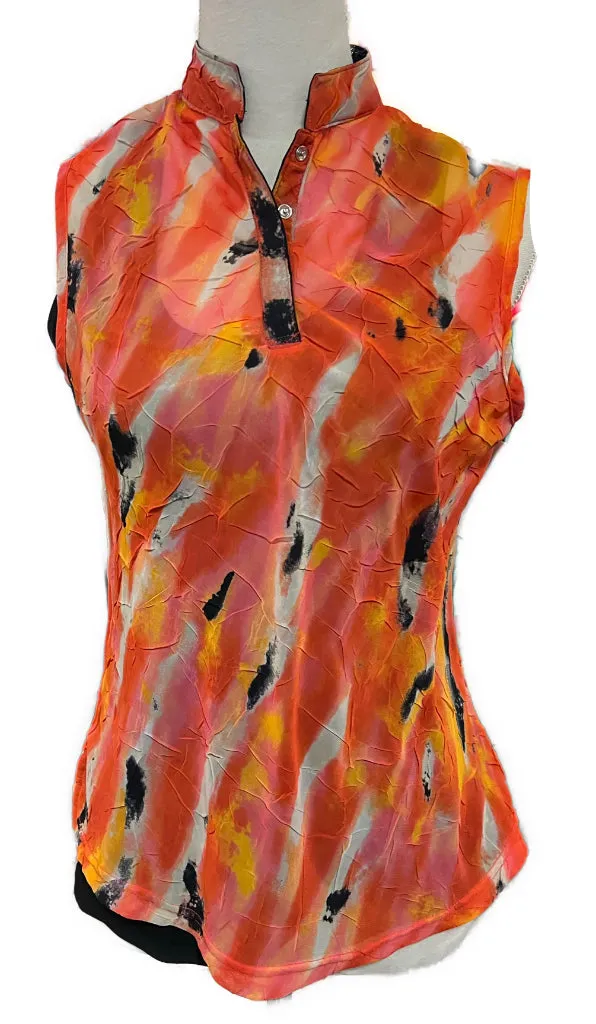 Jamie Sadock Orange Overlay Textured Sleeveless Golf Top Size XS MSP$90