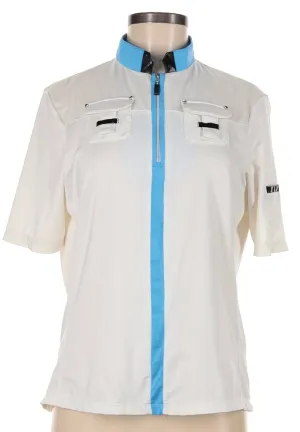 Jamie Sadock White Zip Golf Top w/ Blue Trim Size M