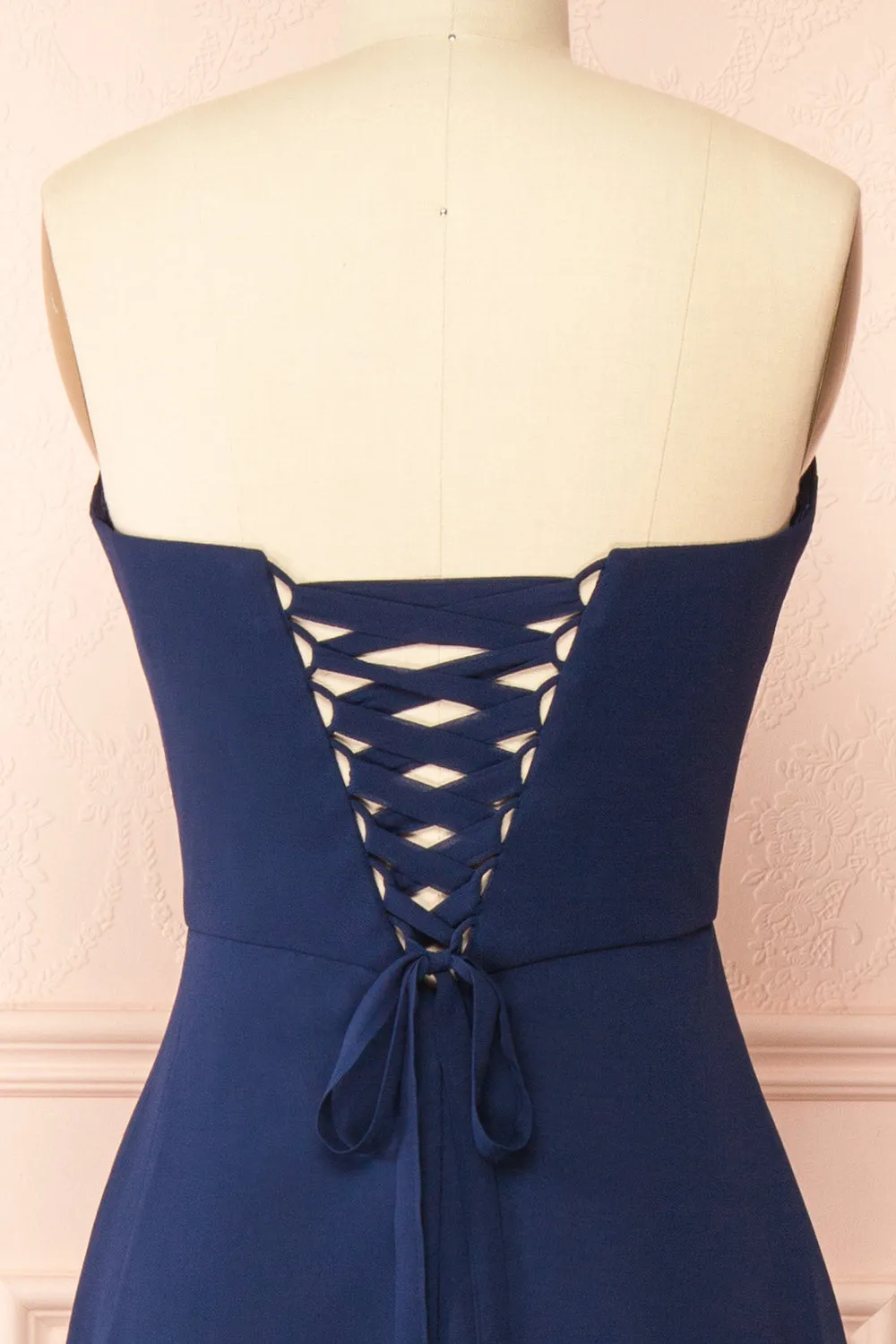 Janie Navy | Chiffon Maxi Dress w/ Neck Scarf