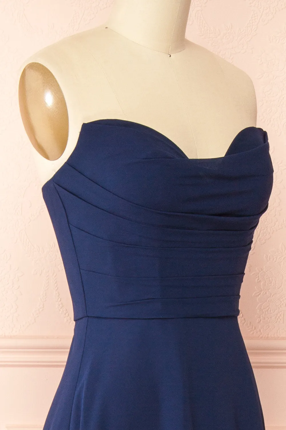 Janie Navy | Chiffon Maxi Dress w/ Neck Scarf