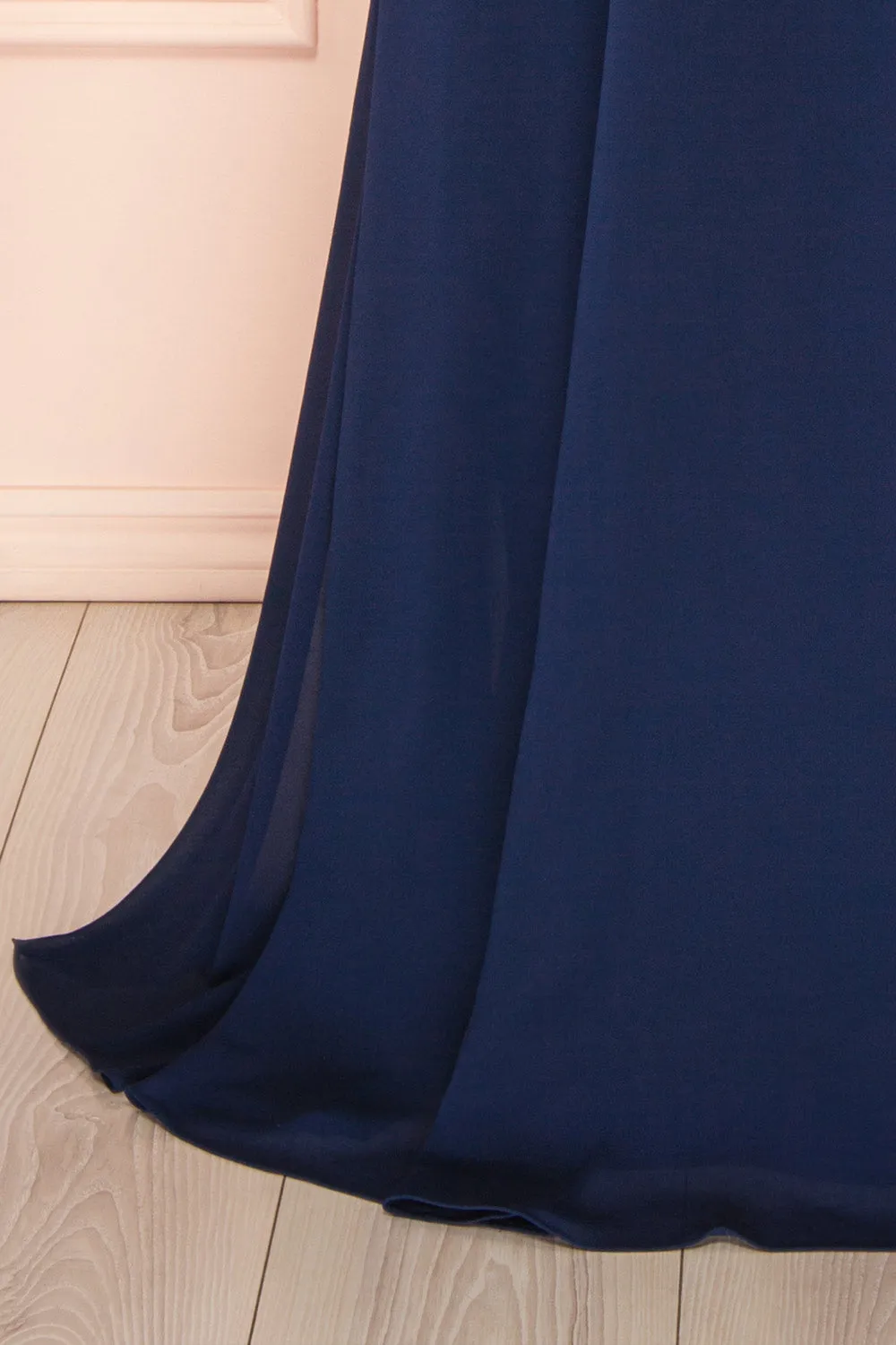 Janie Navy | Chiffon Maxi Dress w/ Neck Scarf