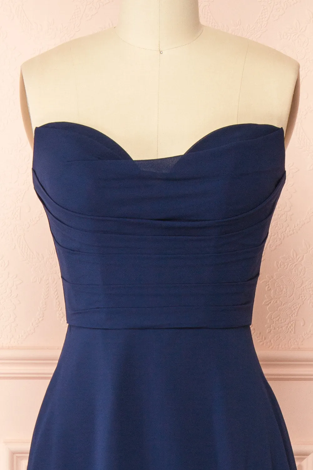 Janie Navy | Chiffon Maxi Dress w/ Neck Scarf