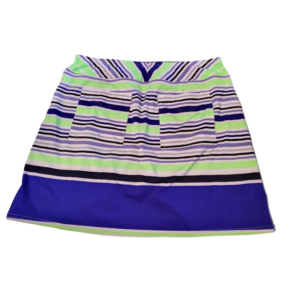 Jofit Blue Lime & Black Striped Golf Skort Size L MSP $80