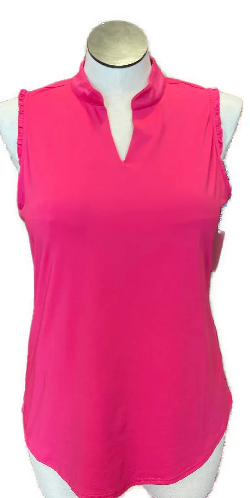 Jofit Hot Pink Sleeveless Women's Golf Top with Ruffled Trim Size XL MSP$90