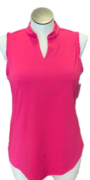 Jofit Hot Pink Sleeveless Women's Golf Top with Ruffled Trim Size XL MSP$90