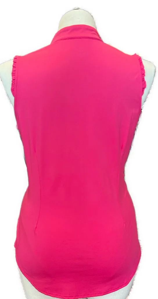 Jofit Hot Pink Sleeveless Women's Golf Top with Ruffled Trim Size XL MSP$90