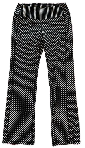Jofit Stretch Straight Leg Mid-Rise Black & White Angled Stripe Pant Size L
